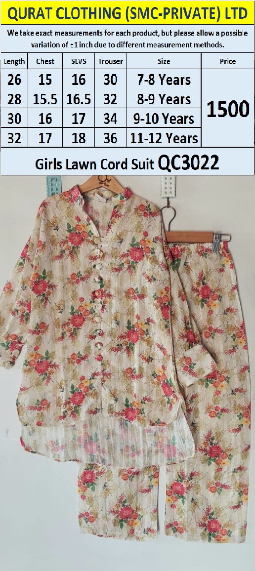 Girls Lawn Cord Suit QC3022 - QC3022