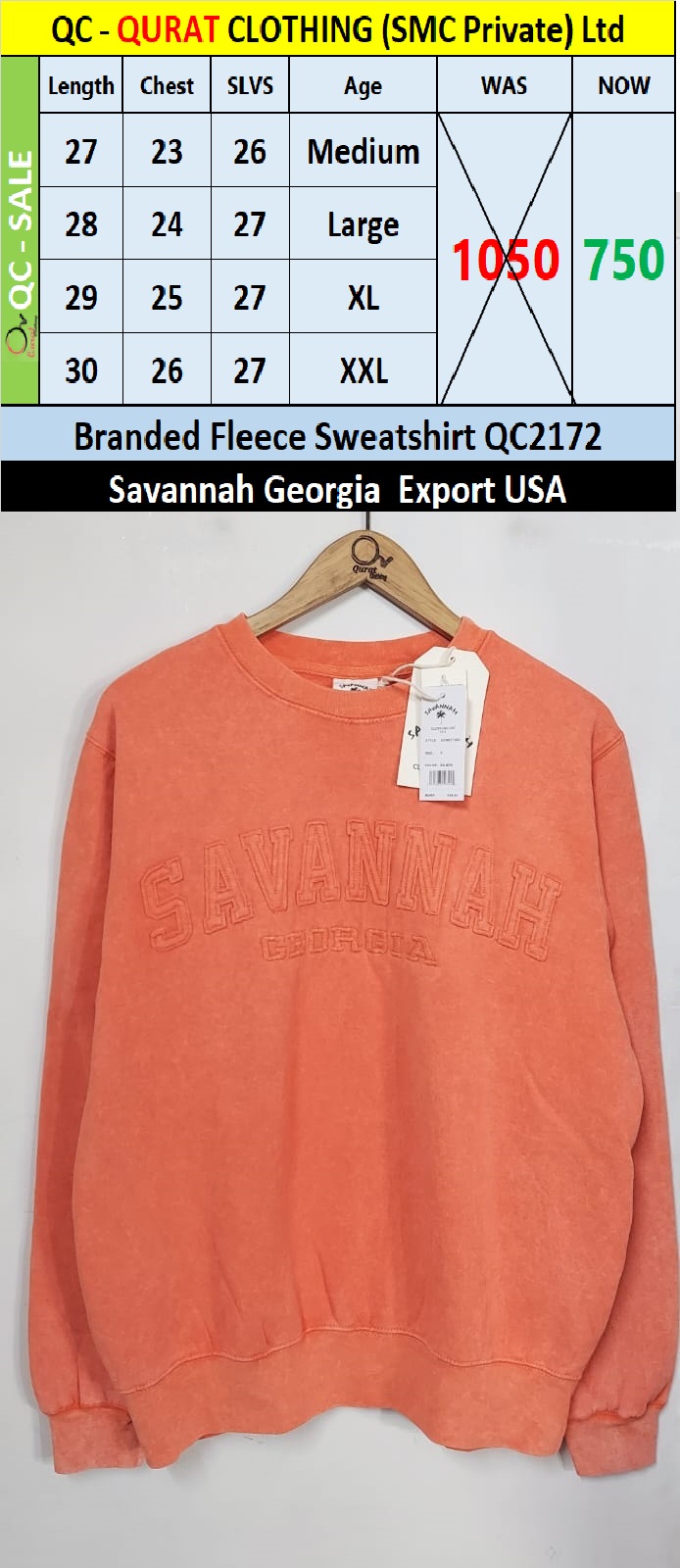 Savannah Georgia Brand Sunrise Orange Fleece Sweatshirt QC2172 Export USA