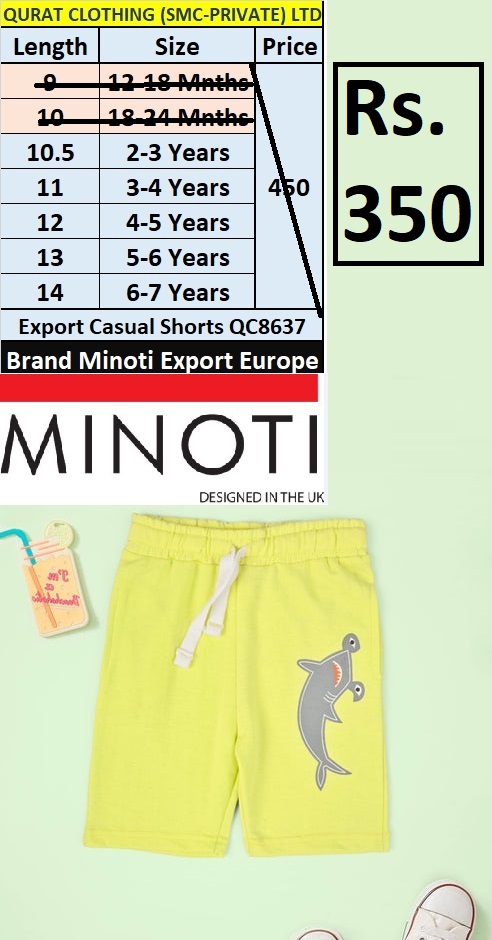 Minoti Branded Shark Print Shorts QC8637 Export Europe