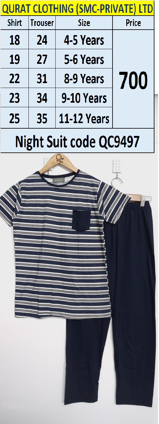 Stripes Night Suit with front pocket QC9497