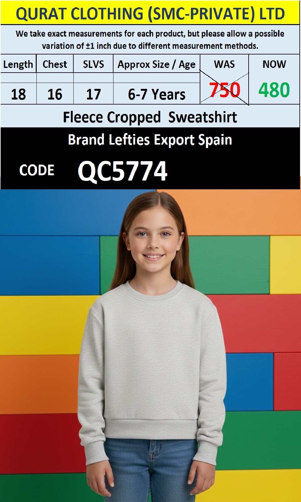 Lefties Brand Cropped Sweatshirt Export Europe - QC5774