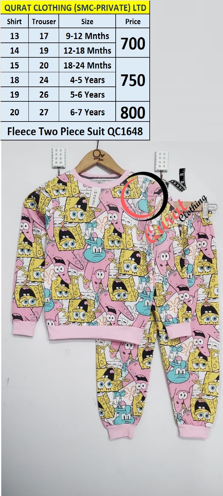 Winter Spongebob Two Piece Suits QC1648 - QC1648