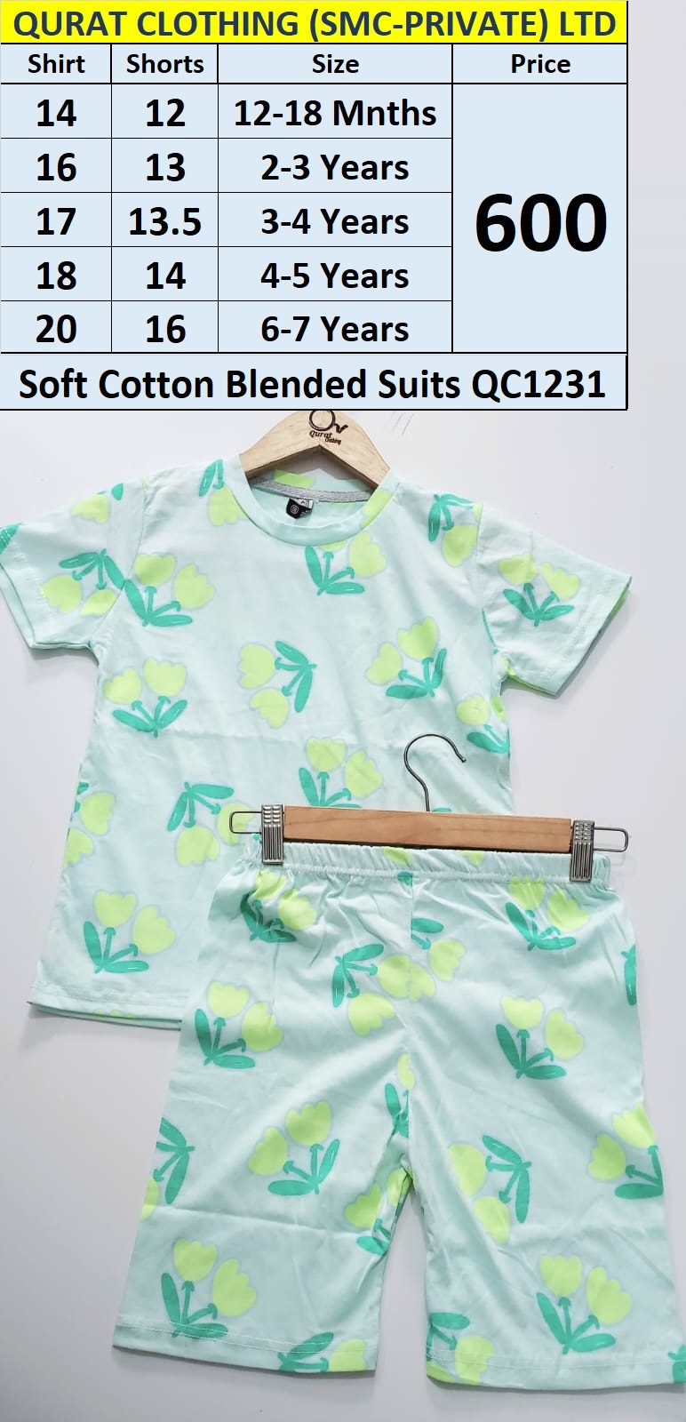 Soft Cotten Blended Flower Print Suit QC1231