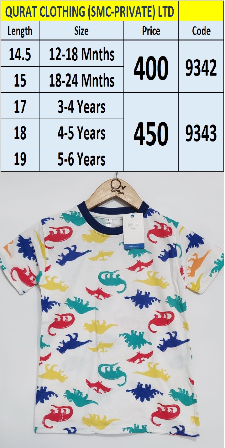 Branded T-shirt Dino Print QC9342 Brand Lefties Export Spain
