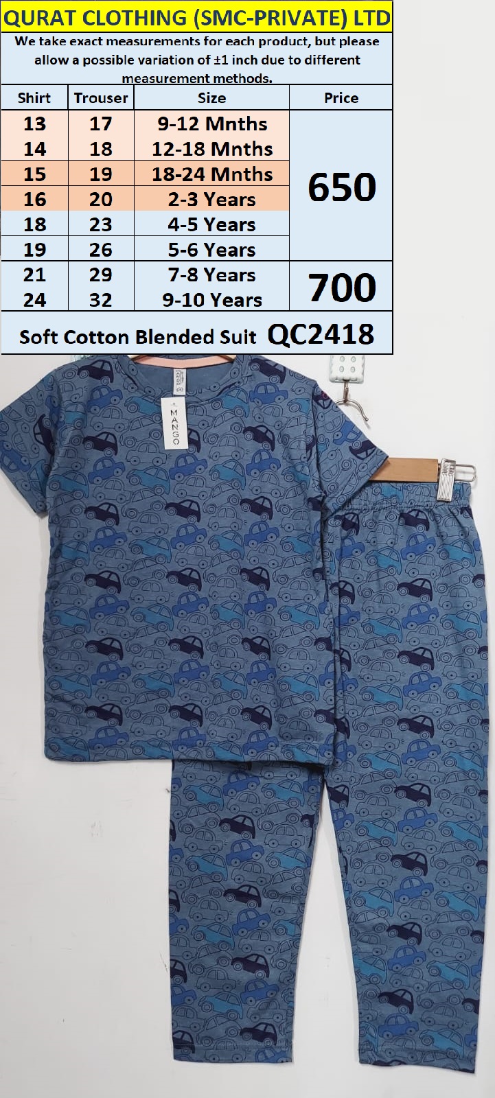 Soft Cotton Blended Suit QC2418
