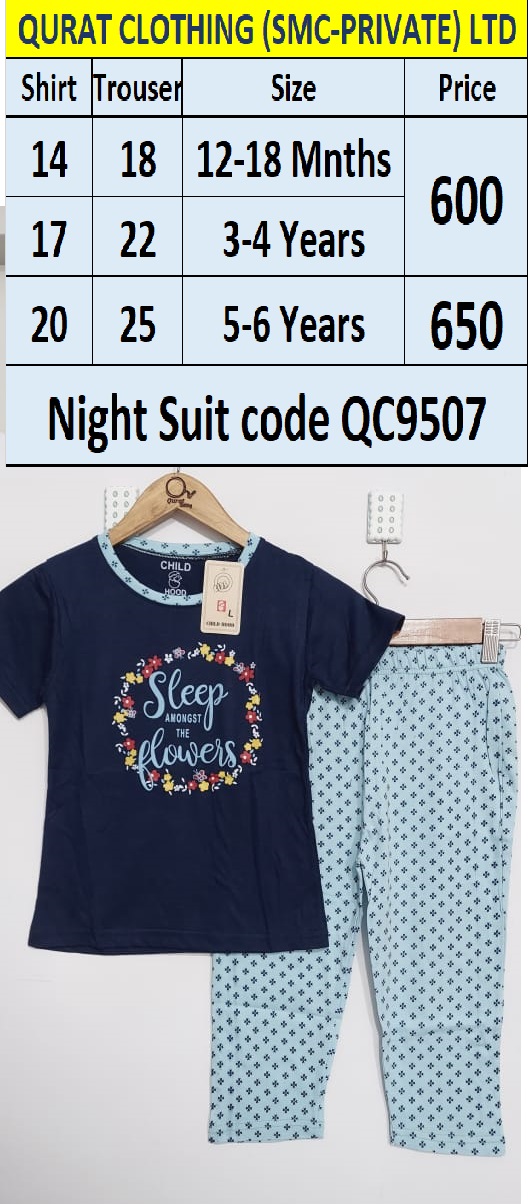 Sleep Amongst the Flowers Night Suit QC9507 Brand Child Hood