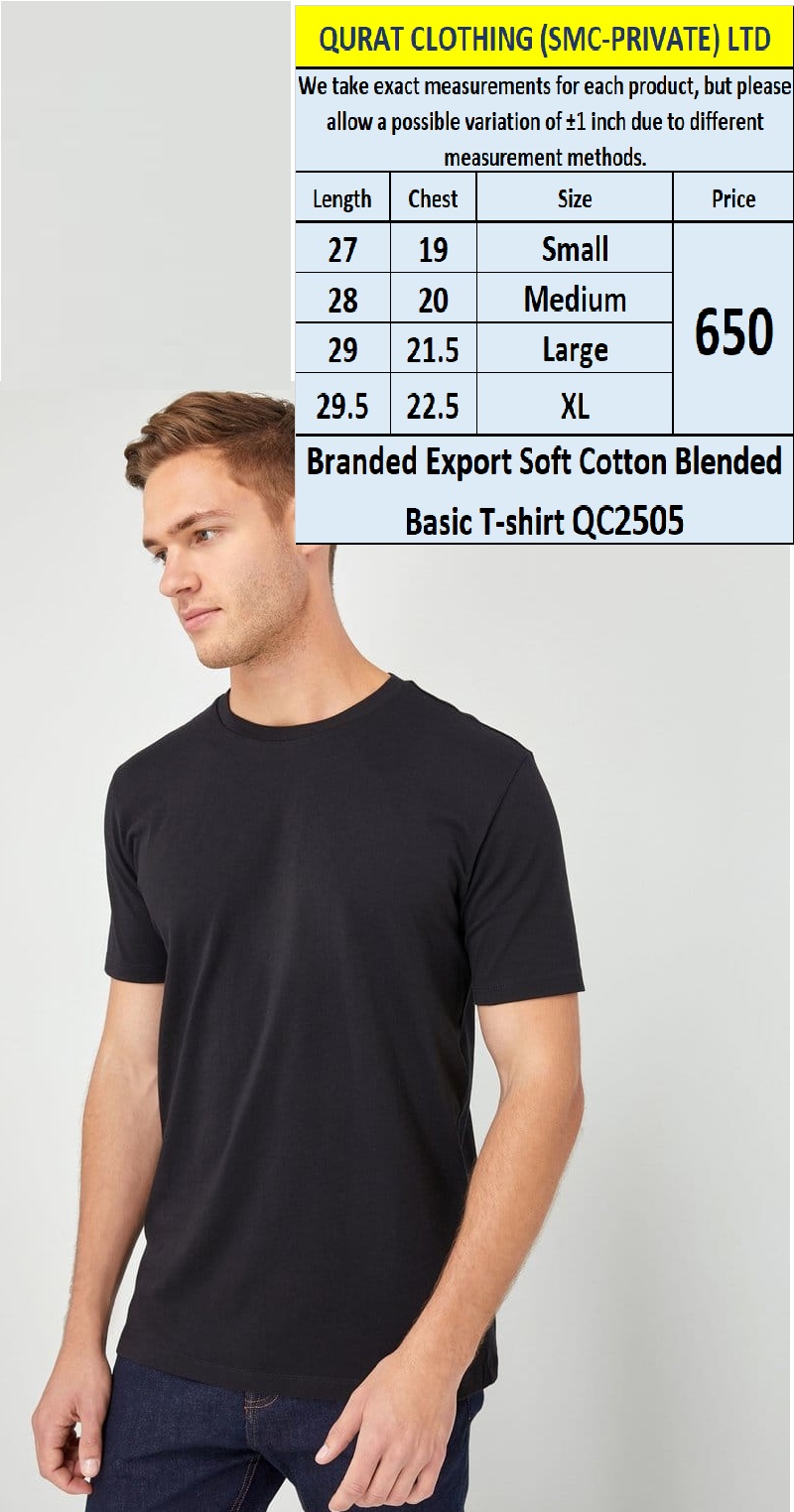 Branded Export Soft Cotton Blended Basic T-shirt QC2505