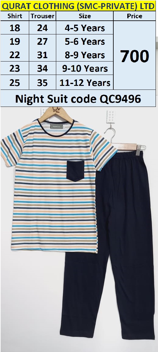 Multi Lines Night Suit with front pocket QC9496