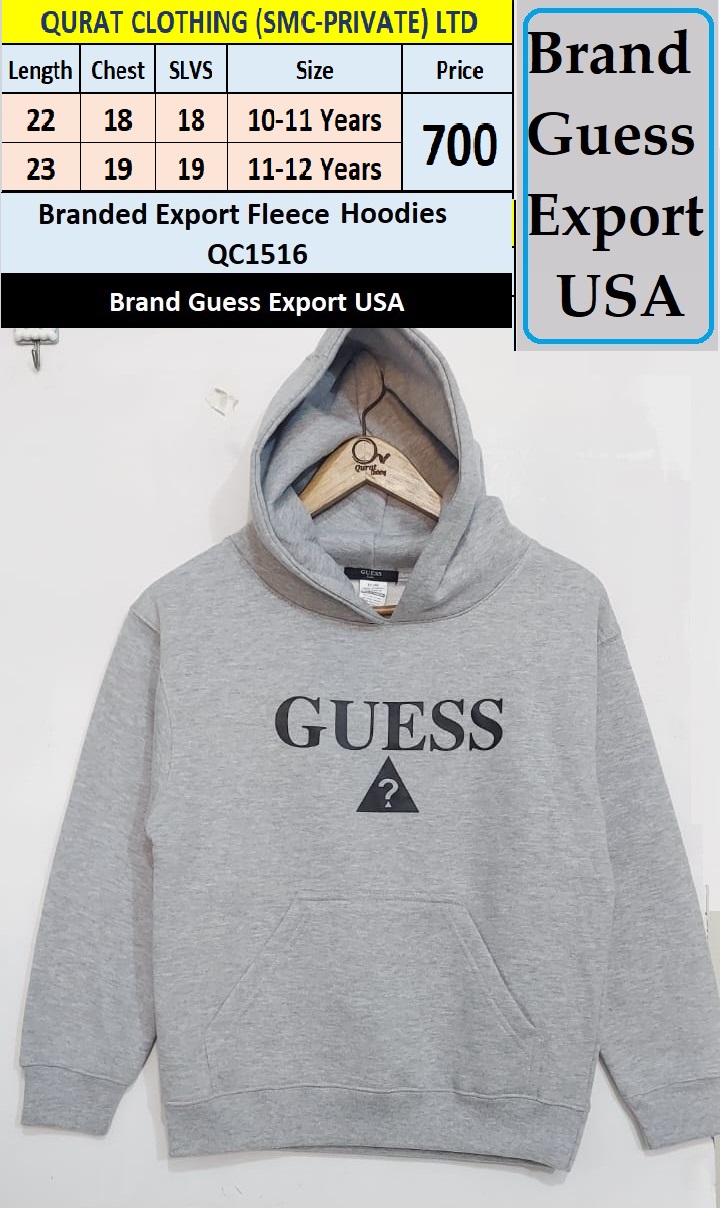 Guess Brand Grey Fleece Hoodie QC1516 Export USA
