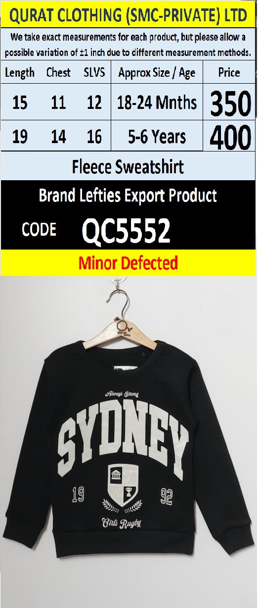 Lefties Brand Fleece Sweatshirt Export Europe or USA (Minor Defected Product) - QC5552