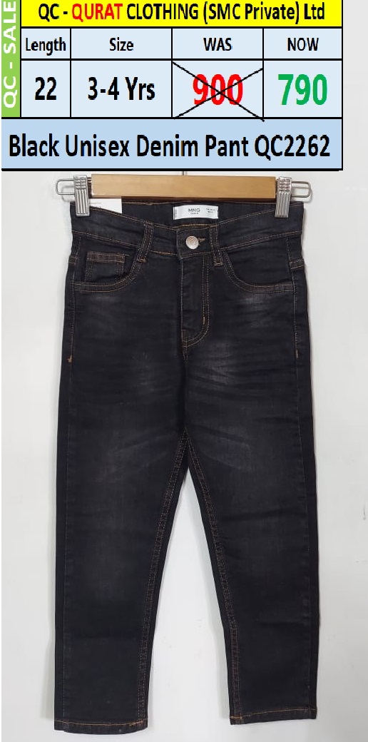 Black Unisex Denim Pant QC2262