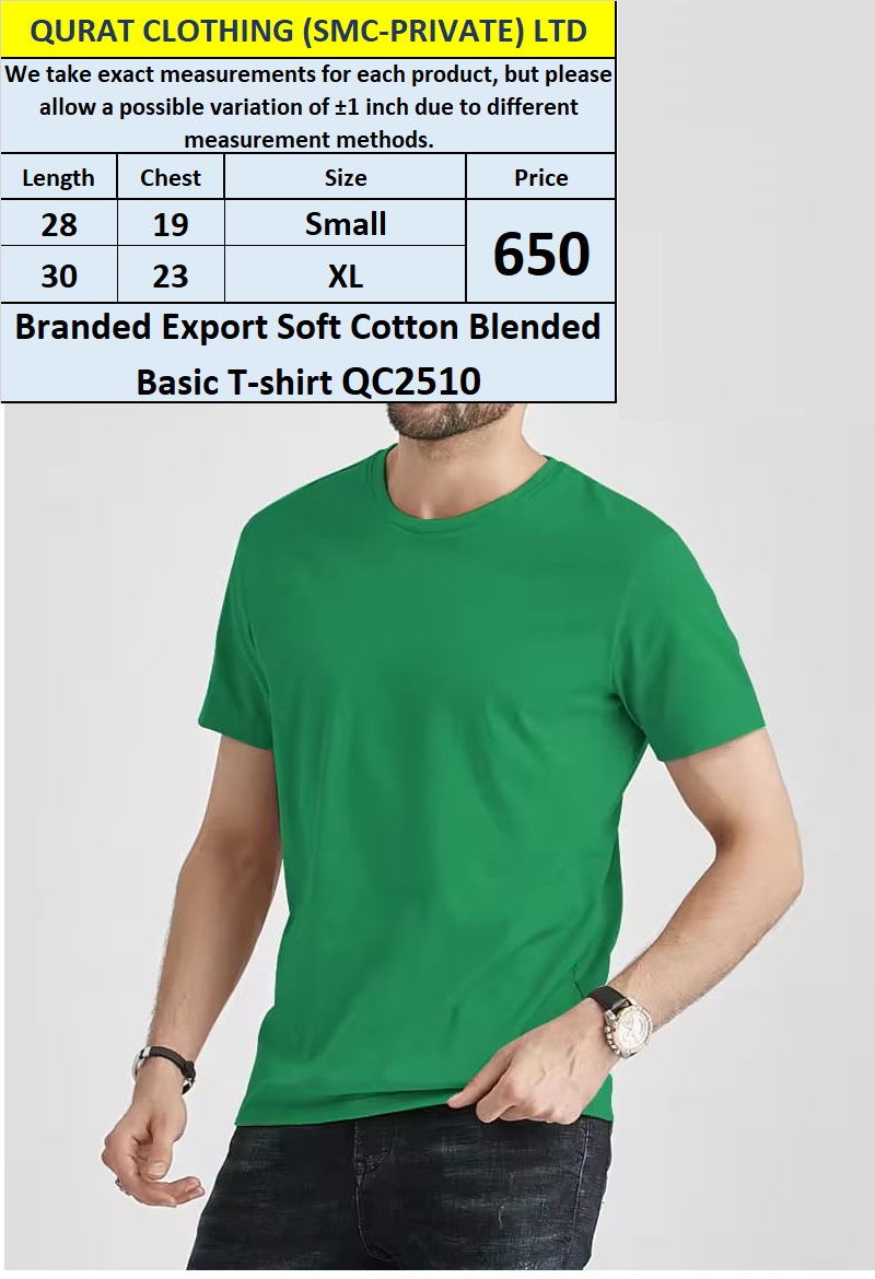 Branded Export Soft Cotton Blended Basic T-shirt QC2510
