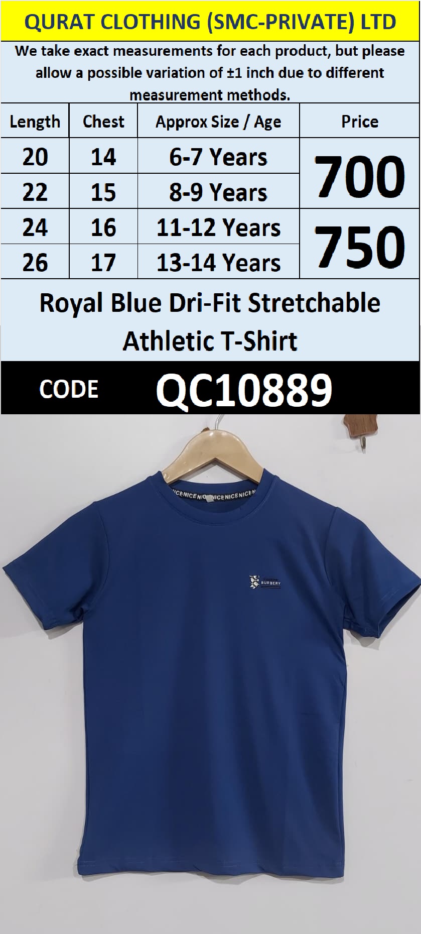 Royal Blue Dri-Fit Stretchable Athletic T-Shirt QC10889