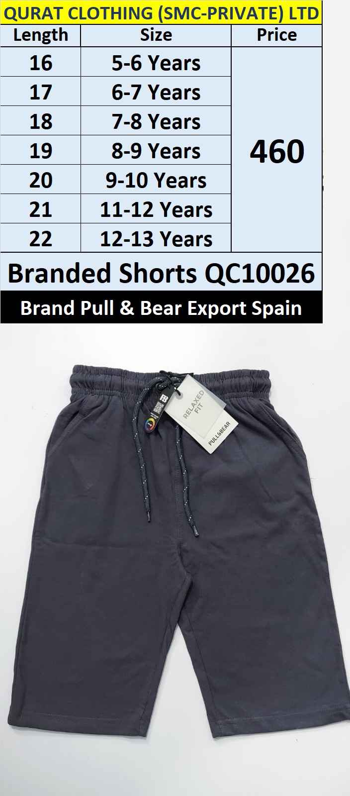 Pull & Bear Branded Shorts QC10026 Export Spain 