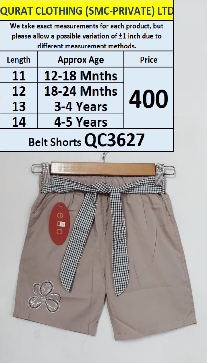Girls Brown Belt Shorts QC3627