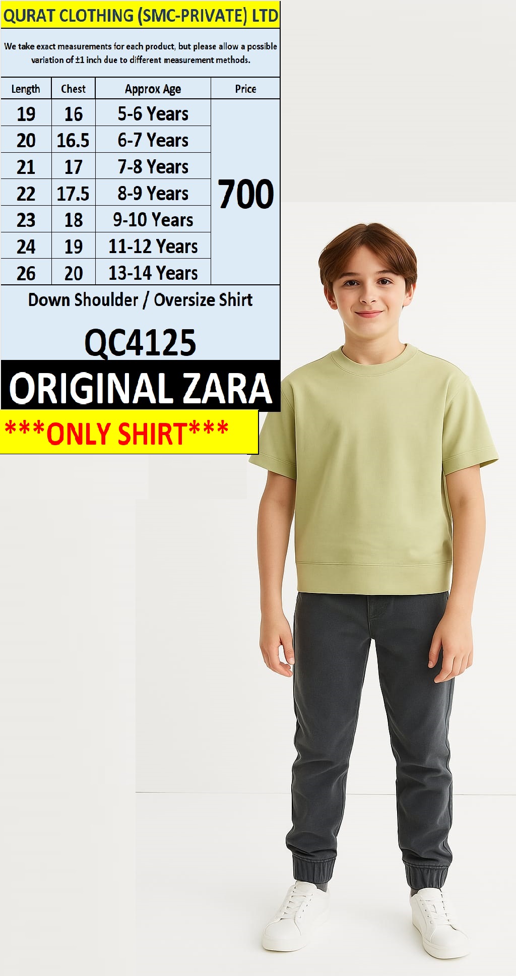 Original Zara Brand Trending Down Shoulder / Over Size T-shirt Export Spain, UK & USA - QC4125