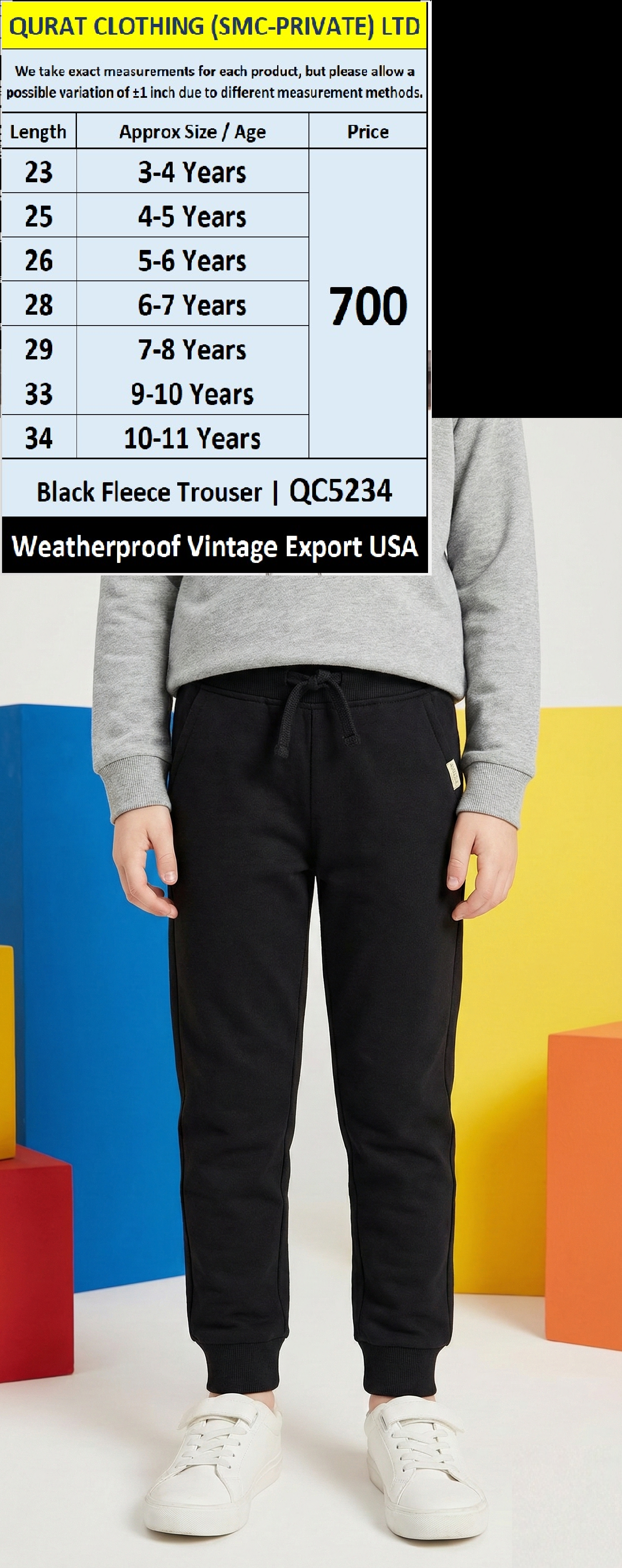 Black Fleece Trouser | Weatherproof Vintage Export USA | QC5234