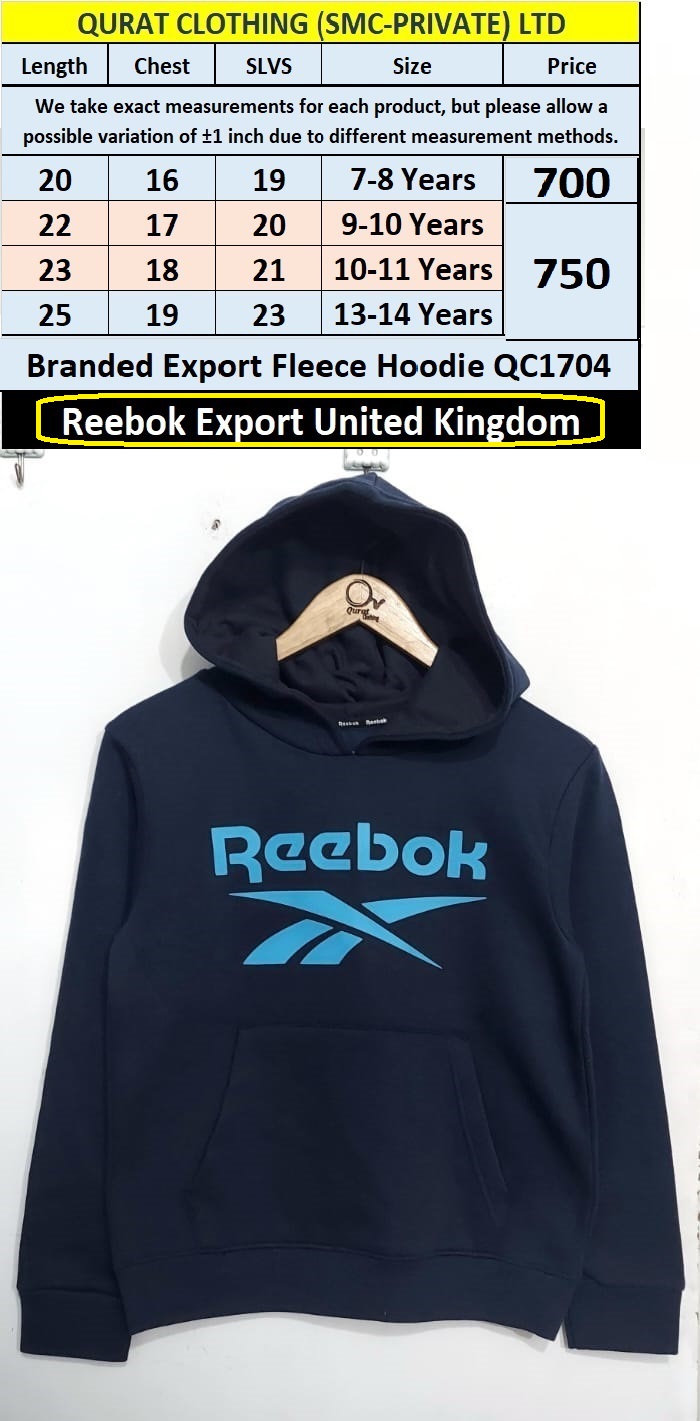 Branded Export Fleece Hoodie QC1704 | Export United Kingdom - Qurat Clothing