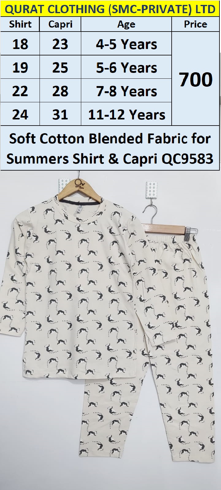 Soft Cotton Blended Fabric for Summers Shirt & Capri Raccoon Print QC9583