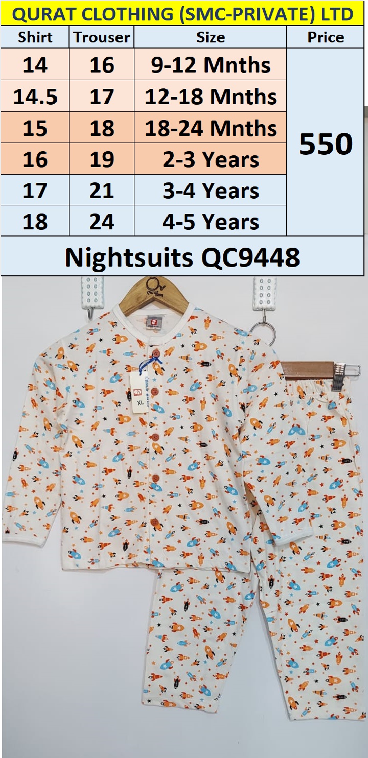 Front Open Space Rockets Prints Night Suits QC9448