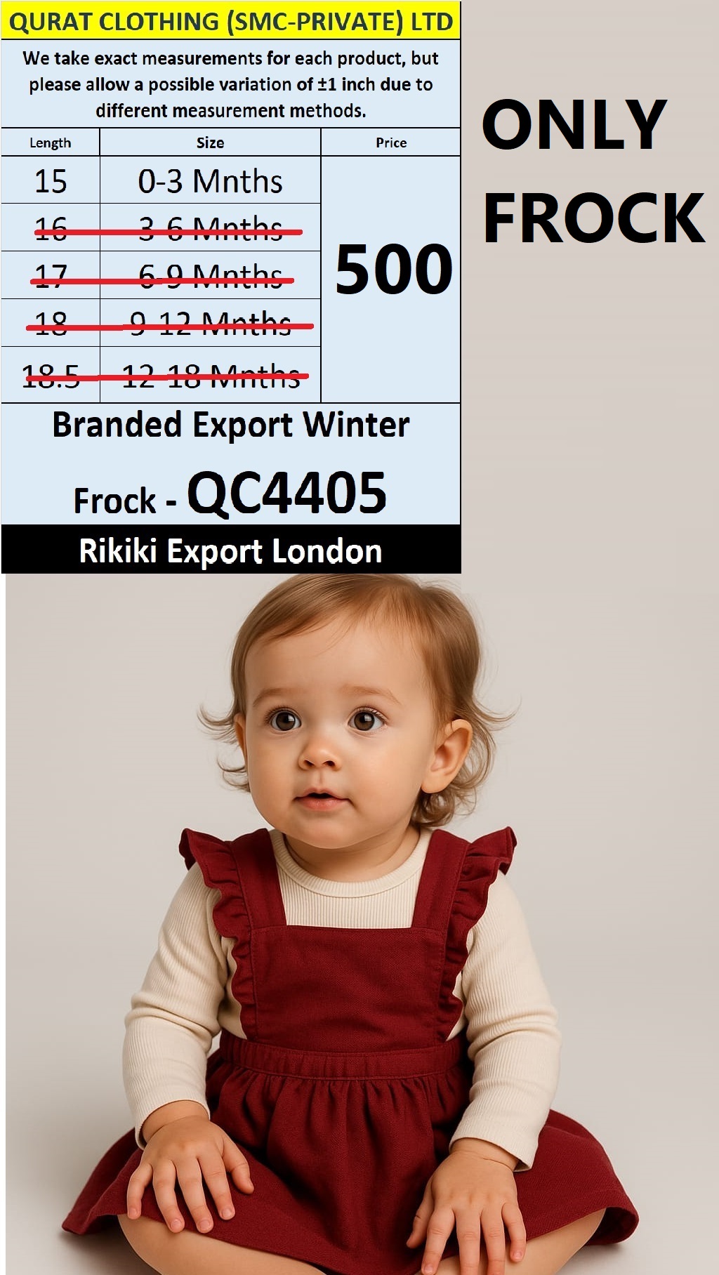 Rikiki Brand Winter Frock Export London - QC4405