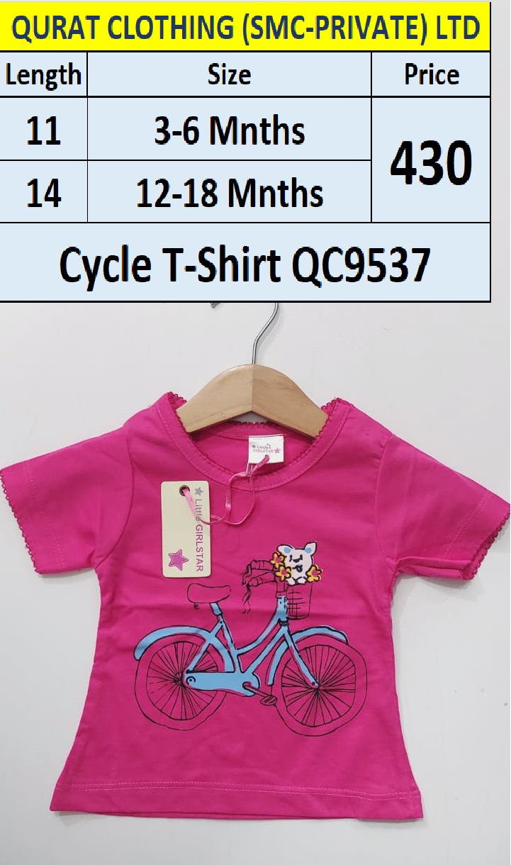 Pink T-shirt Cycle Print QC9537 Brand Little Girl Star 