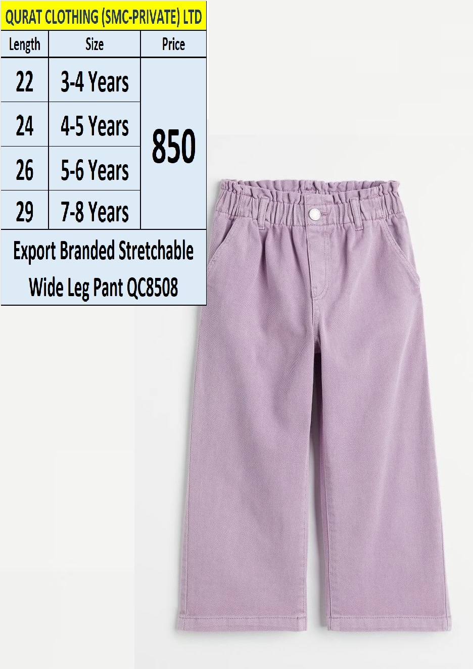 Export Stretchable Wide-Leg Stylish Pant QC8508 