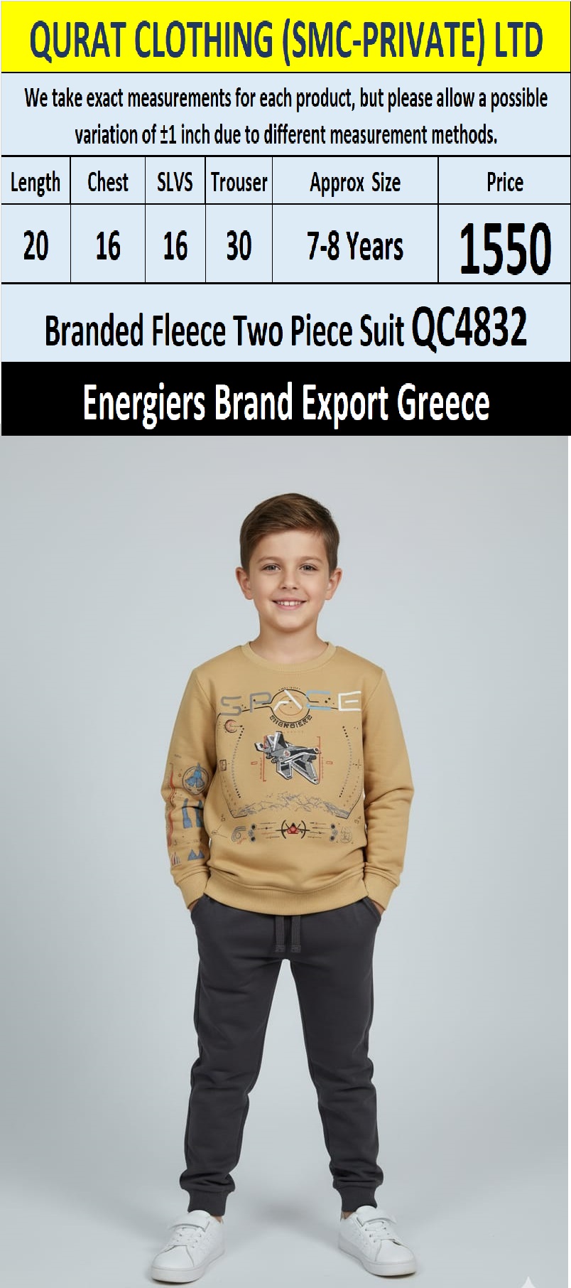 Energiers Brand Fleece Two Piece Suits QC4832 - Export Greece