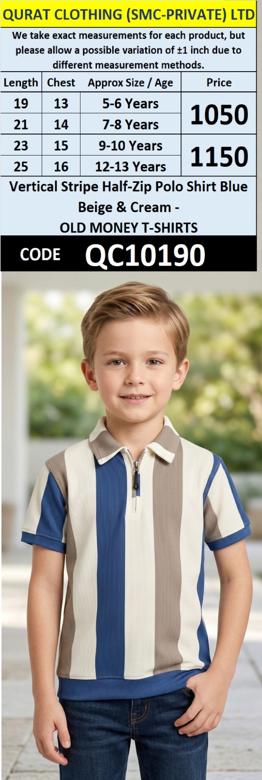 Vertical Stripe Half-Zip Polo Shirt Blue Beige & Cream – OLD MONEY T-SHIRTS QC10190