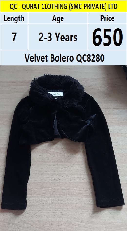 Branded Velvet Bolero QC8280
