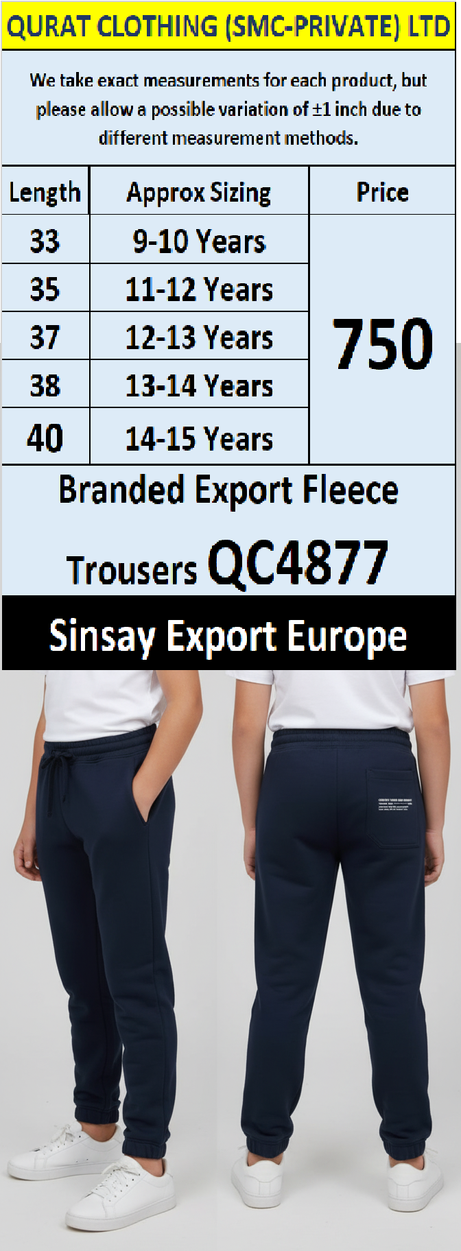 Sinsay QC4877 Navy Blue Fleece Jogger Trousers – Branded Export Europe 