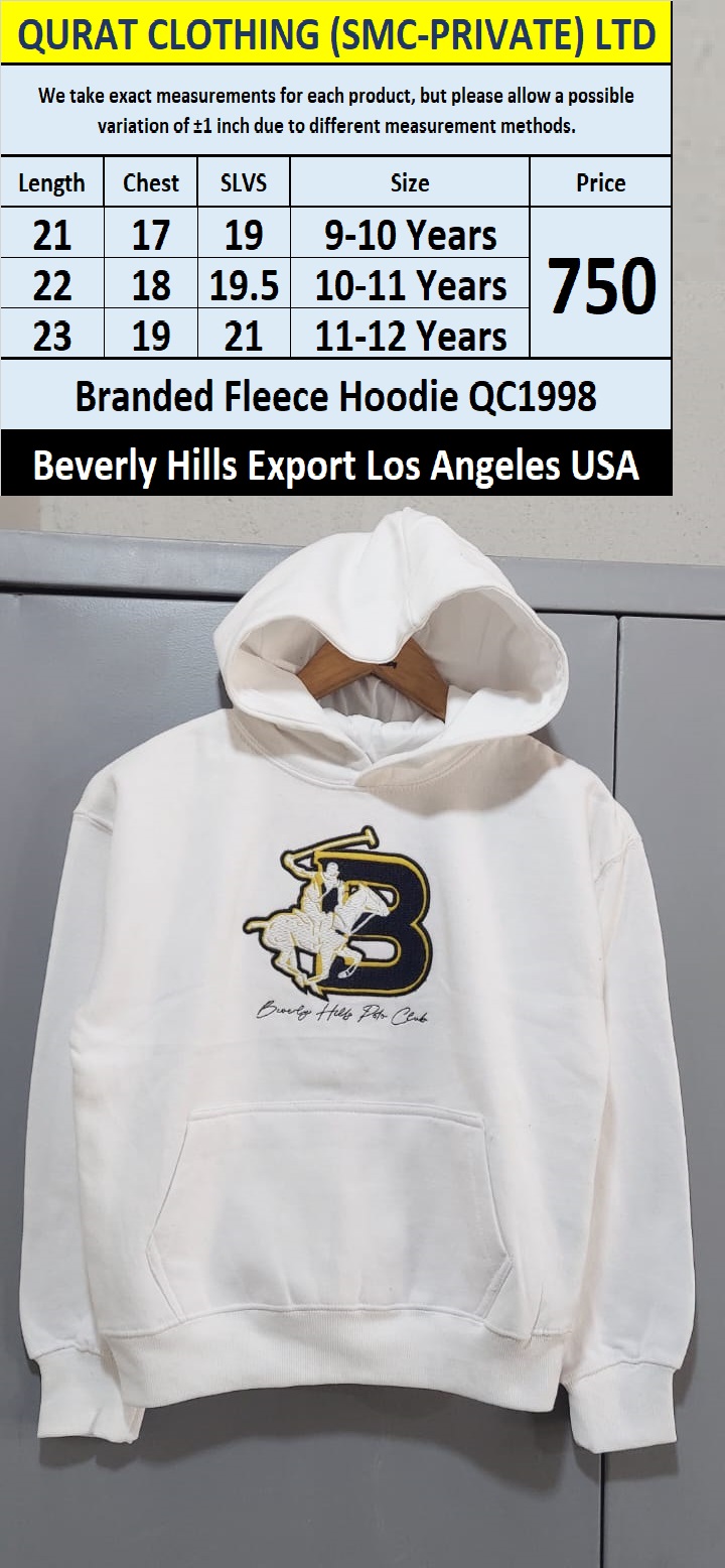 Beverly Hills Brand Fleece Hoodie QC1998 Export Los Angeles USA