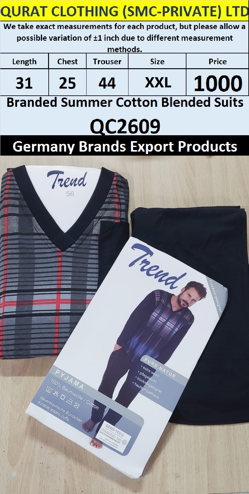 International Brands Summer Cotton Blended Suits Export Germany QC2609