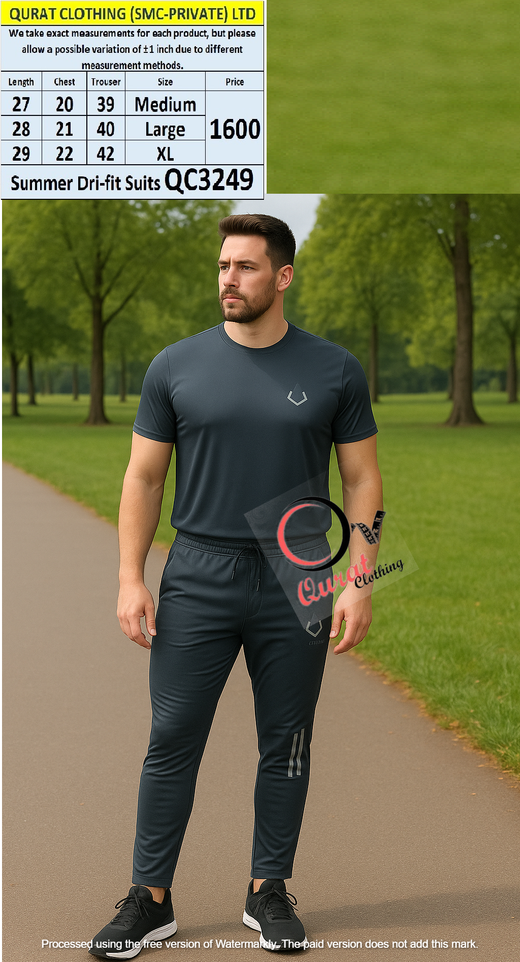 Grey Dri fit Summer Suit QC3249