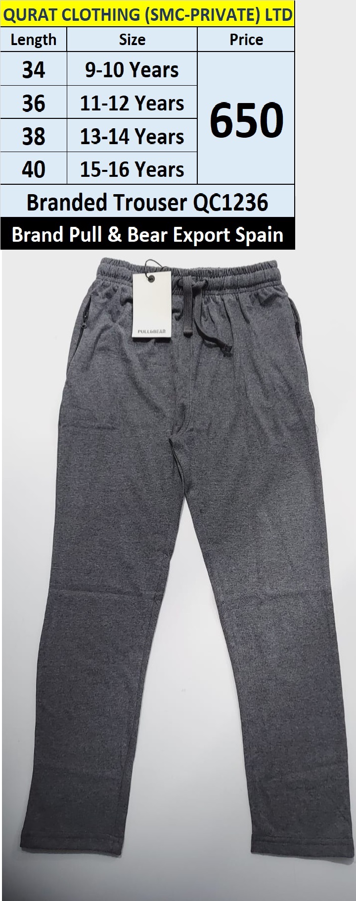 Pull & Bear Brand Summer Trouser QC1236 Export Spain 