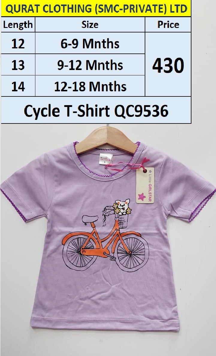 Purple T-shirt Cycle Print QC9536 Brand Little Girl Star 