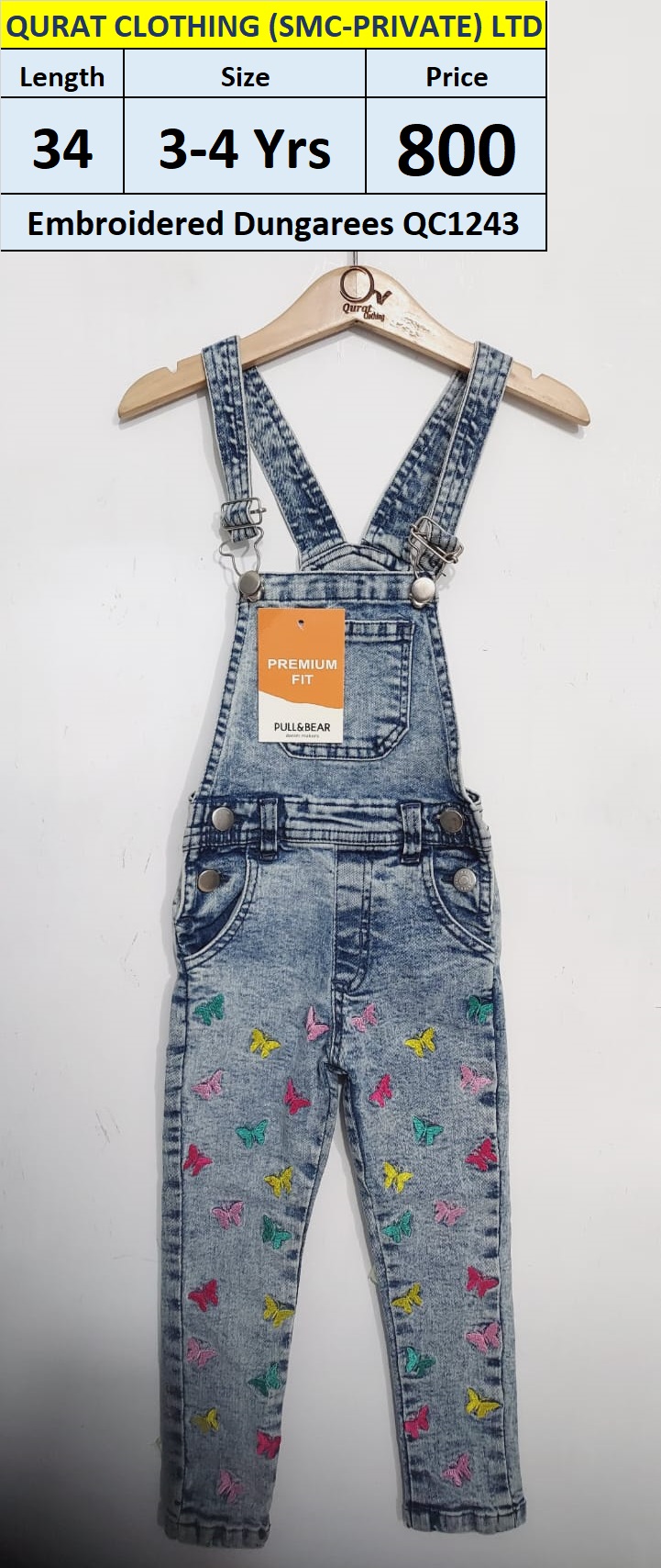 Embroidered Dungarees / Romper QC1243