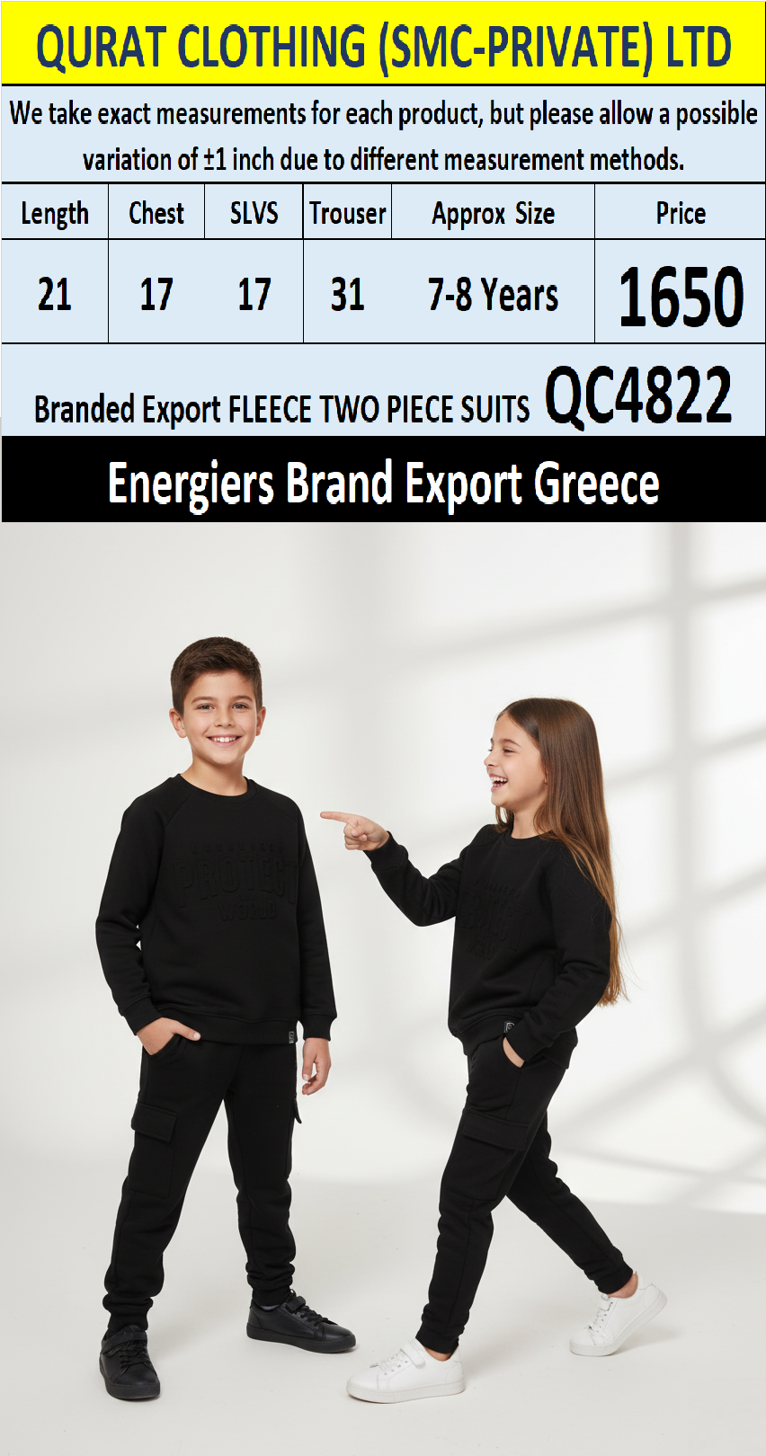 Energiers Brand Fleece Two-Piece Suits QC4822 Export Greece 