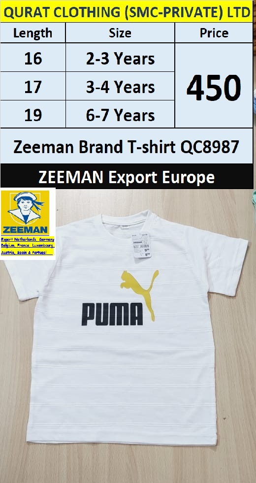 Zeeman Brand T-shirt QC8987 Export Europe
