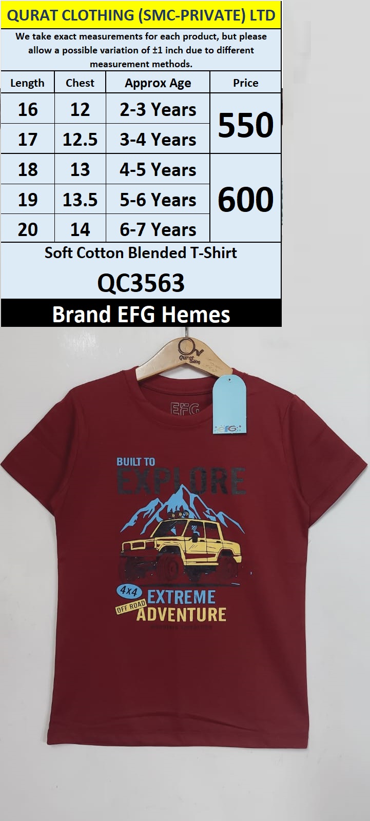 EFG Hemes Brand Soft Cotton Blended T-shirts QC3563