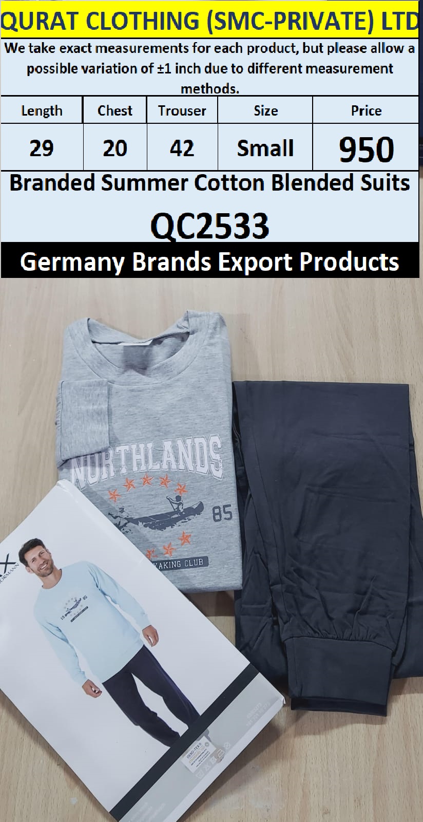 International Brands Summer Cotton Blended Suits Export Germany QC2533