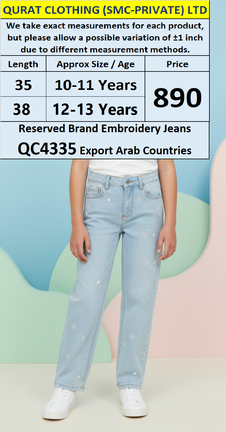 Reserved Brand Embroidery Jeans QC4335 Export Arab Countries 