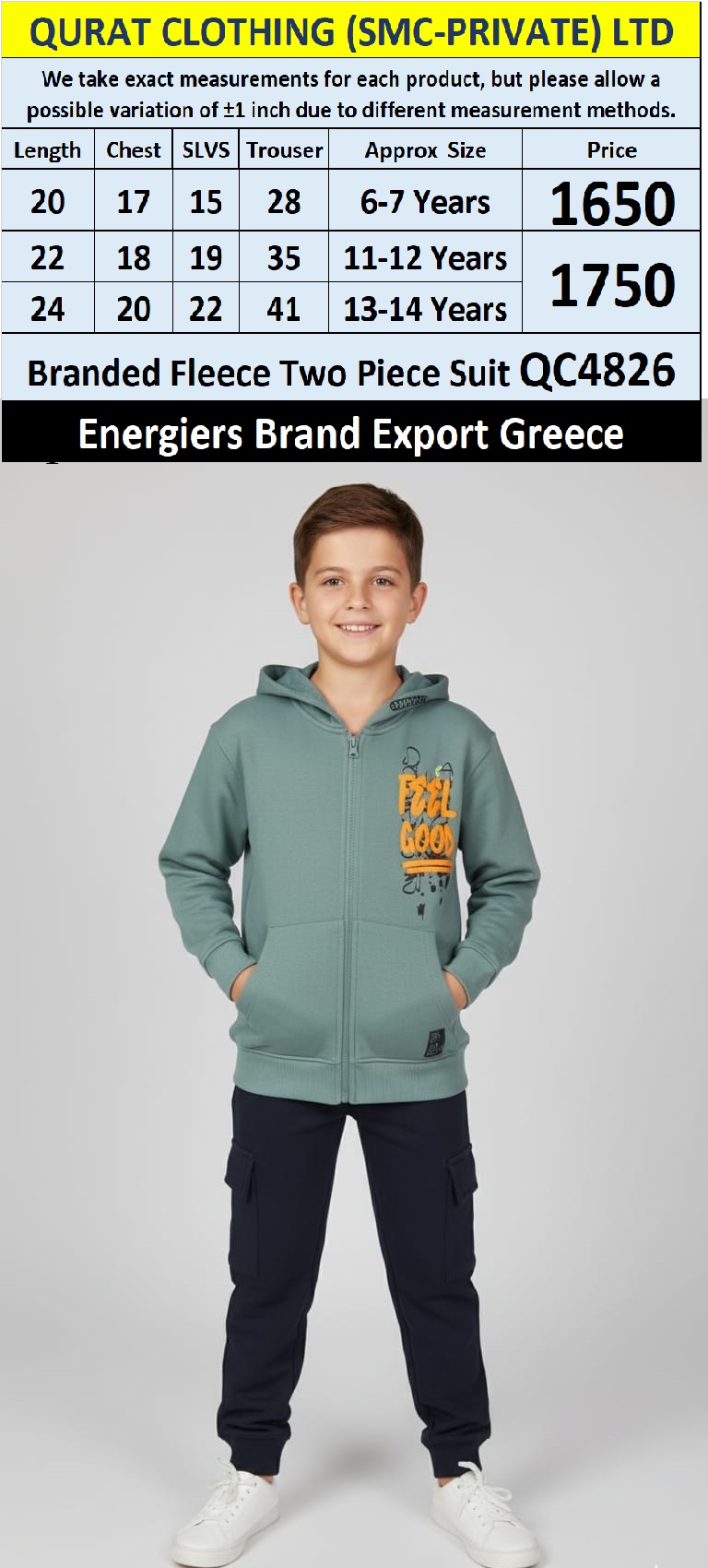 Energiers Brand Fleece Two Piece Suits QC4826 - Export Greece
