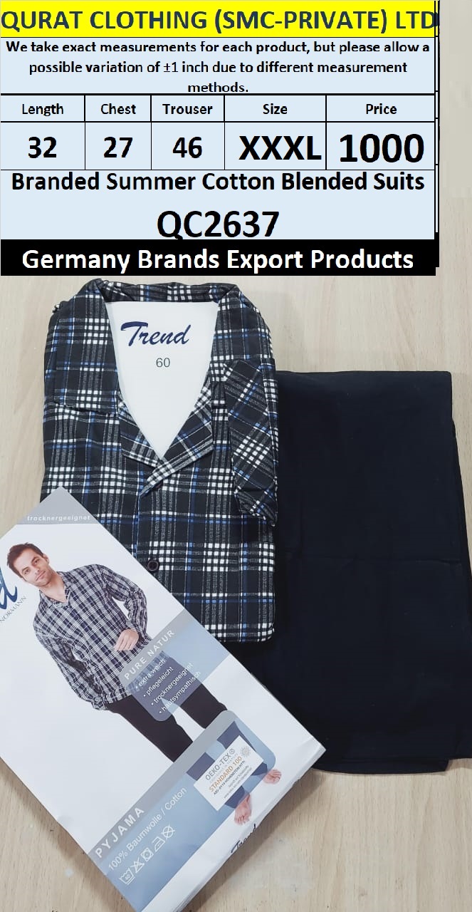 International Brands Summer Cotton Blended Suits Export Germany QC2637