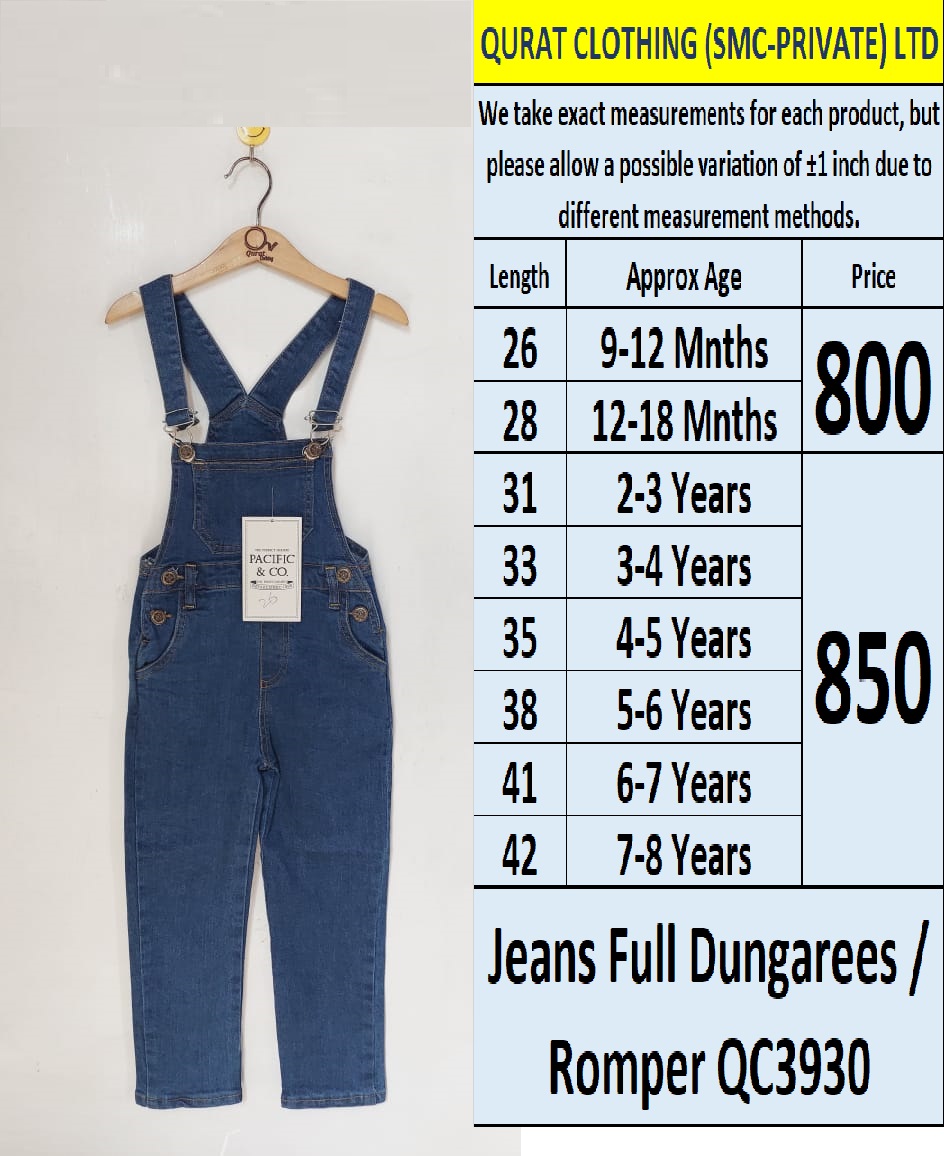 Light Blue Jeans Full Dungarees / Romper QC3930