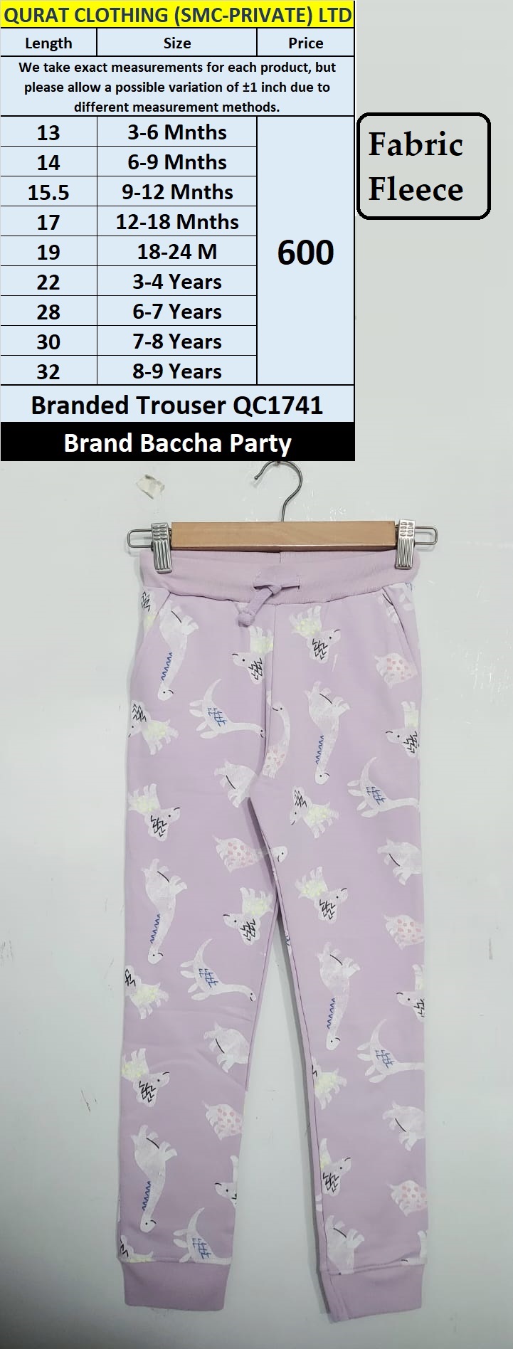 Baccha Party Brand Fleece Trouser QC1741