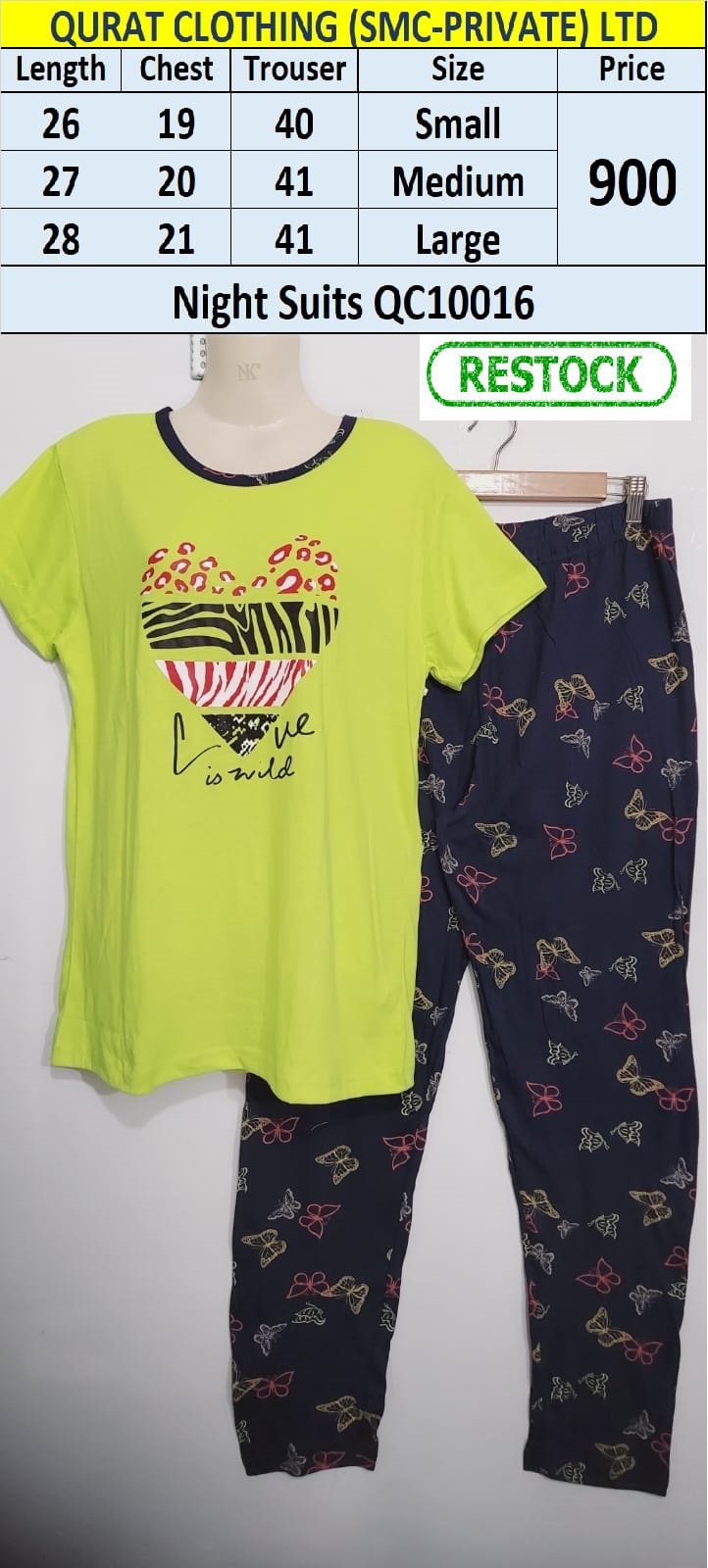 Love Butterflies Ladies Night Suit QC10016
