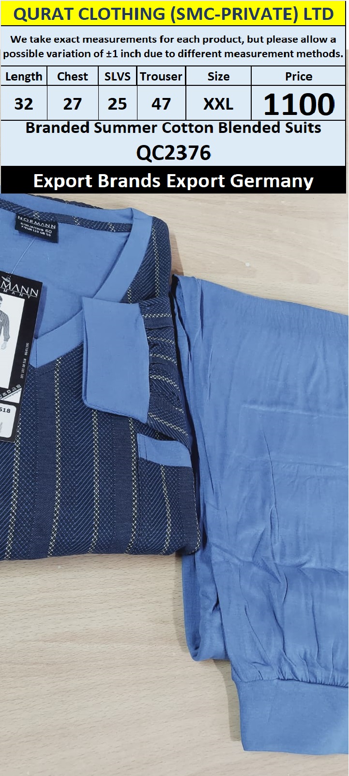International Brands Summer Cotton Blended Suits Export Germany QC2376
