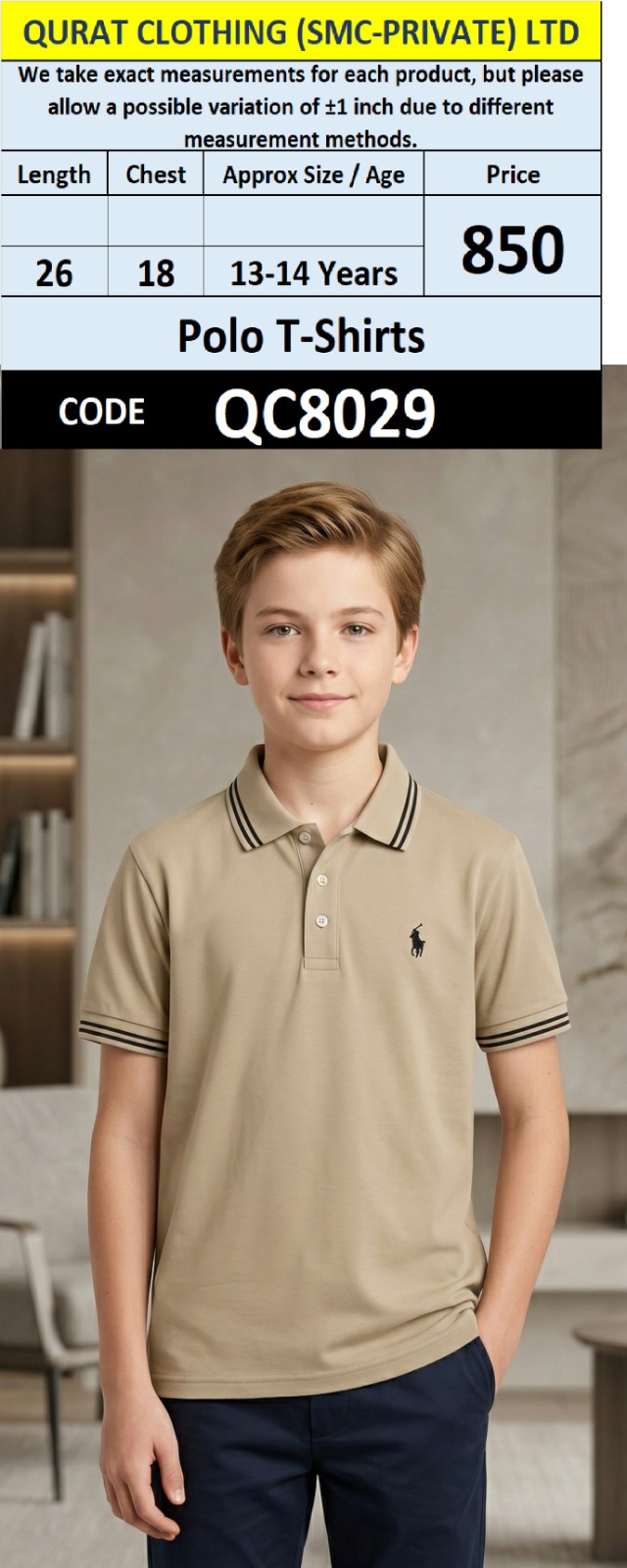 Boys Premium Polo T-Shirt - QC8029