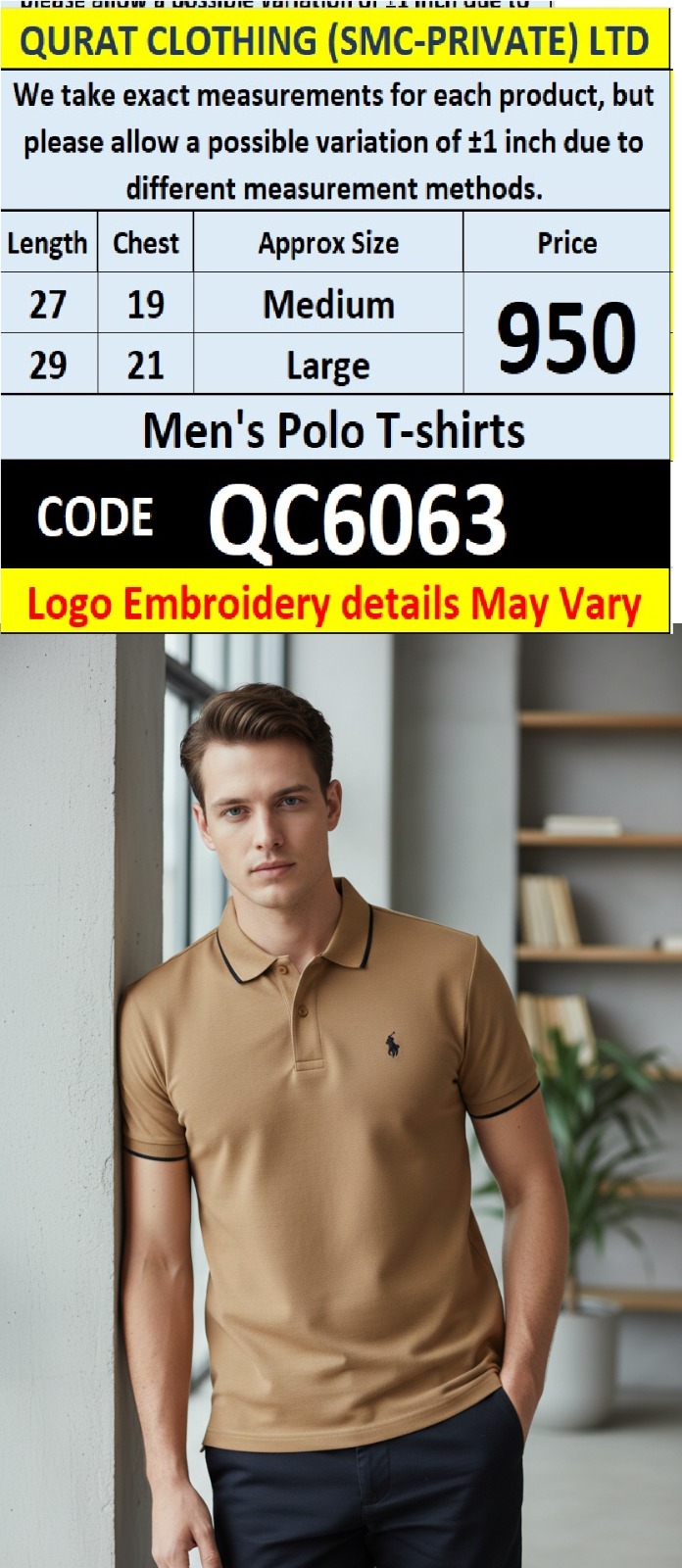 Camel Brown Cotton Piqué Polo T-Shirt Embroidered Chest Logo Contrast Collar – QC6063